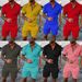 Men's Casual Short Sleeve Polo Set - Zipper Lapel Shirt & Matching Shorts | Solid Color Summer Outfit_viptrois.com