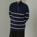 New Half height Zipper Collar Sweater Men's Spring and Autumn Striped Knitted Bottom Shirt Casual Knitted Thread Top_viptrois.com