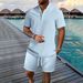 Men's Clothing Shirt Casual Loose Short Sleeved Shorts Beach Suit_viptrois.com
