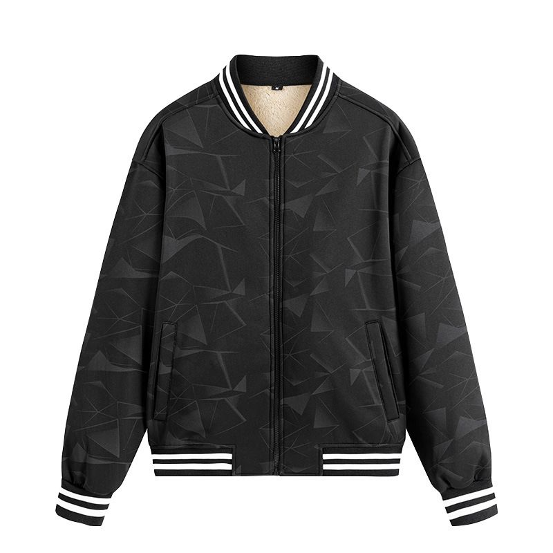 Men's Oversized Streetwear Jacket - Korean Style Thickened Fleece Lined Windbreaker (Black/Navy/Brown, EU S-XXXL)_viptrois.com