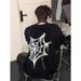 Spider Web Jacquard Sweater Men's Autumn And Winter Warm Round Neck Knitted Sweater Hoodie With Velvet_viptrois.com