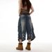 Men's Clothing Store Style Multi Pocket Workwear Denim Shorts Men's Pleated Design Cropped Pants Loose Drape Pants_viptrois.com