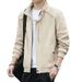 Men's Military Style Work Jacket – Slim-Fit Stand Collar Zip-Up Casual Coat With Utility Pockets (Regular & Fleece-Lined Options)_viptrois.com