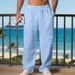 Men's Loose Fit Casual Trousers Autumn Arrival American Style Trendy Pleated Straight Leg Breathable Linen Pants_viptrois.com