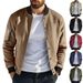 Men's Retro Baseball Jacket – Heavyweight Suede Cardigan With Button Front, Vintage Flight Bomber Style_viptrois.com