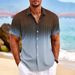 Men's Digital 3D Printed Short-Sleeved Shirt Color-Block Striped Lapel Casual Style Summer Fashion_viptrois.com
