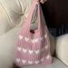 Women's Bags Knitted Love Tote Bag Small Fresh Simple Fashion Woven Bag Personality Style Shoulder Bag_viptrois.com