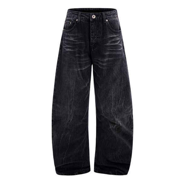 Washed Vintage Punk Oversized Denim Scimitar Men's Street Style Versatile Loose Casual Long Pants_viptrois.com