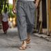 Men's Clothing Casual Summer Elastic Waist Drawstring Multi Pocket Cotton And Linen Trousers Beach Pants_viptrois.com