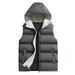 Men's Hooded Vest Jacket For Autumn Winter, Casual Sleeveless Zip-Up Waistcoat, Lightweight Sports Outerwear Side Pockets Polyester Blend (Black_viptrois.com