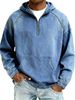 Men's Distressed Zip-Up Hoodie – Heavyweight Faded Denim Sweatshirt With Ripped Details & Oversized Fit_viptrois.com