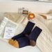 Wool Blend Striped Socks For Men And Women - Mid-Crew Thick Knit Thermal Socks With Color Blocking, Comfortable & Breathable For All Seasons_viptrois.com