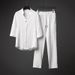 Men's Clothing Light Luxury Ultra Thin Five Point Sleeve Suit Men's Summer Large Size Loose Mid Sleeve Two Piece Suit_viptrois.com