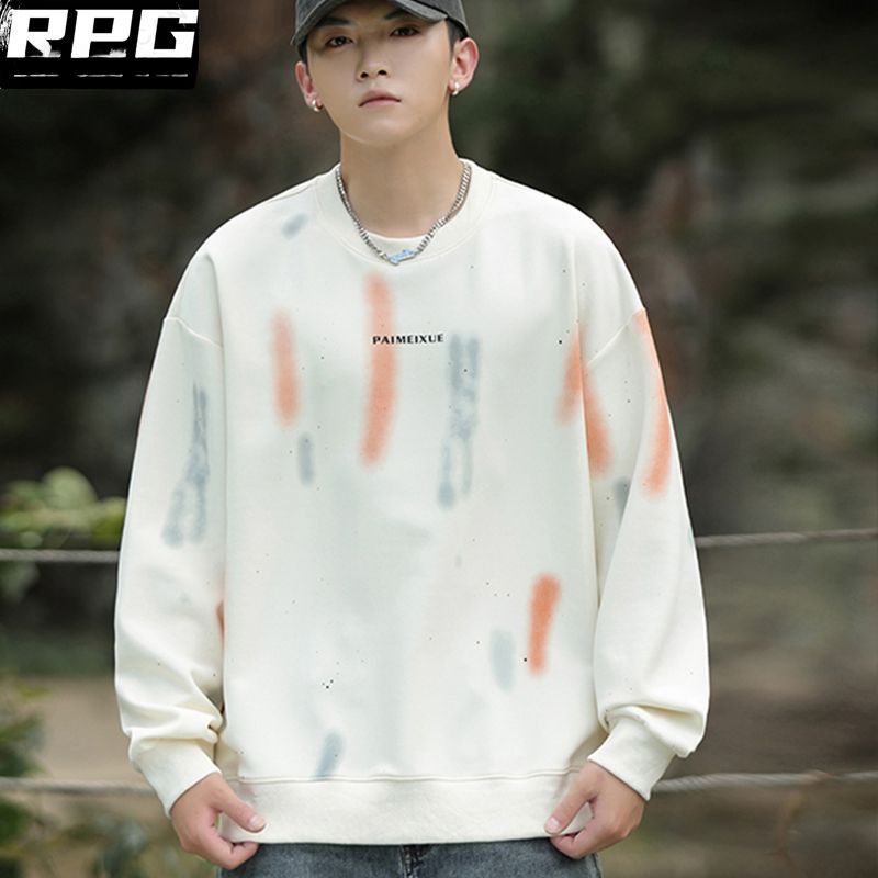 Men's Spring And Autumn Sweater Trendy Handsome Long-sleeved New Round Neck Loose Men's Clothing Autumn Outer Top Base_viptrois.com
