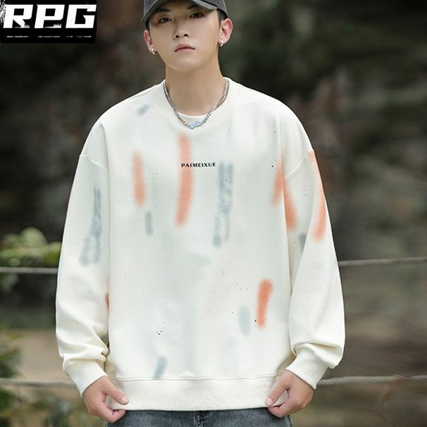 Men's Spring And Autumn Sweater Trendy Handsome Long-sleeved New Round Neck Loose Men's Clothing Autumn Outer Top Base_viptrois.com