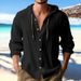 Men's Sports Casual Long Sleeve Shirt Cotton Linen Hooded Fashion Sweatshirt Trendy Versatile Loose Beach_viptrois.com