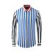 Men's Slim Fit Long Sleeve Shirt – Striped Color Block Design, Premium Tencel Cotton Blend, Everyday Casual Comfort_viptrois.com