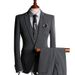 Men's Slim Fit Business Suit Set - 3 Piece Formal Blazer Vest & Pants For Wedding Office Casual (Black, Gray, Blue)_viptrois.com