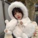 Autumn And Winter Versatile Korean Cute Bear Plush Hat, Scarf In One, Women's Cold Cycling Warm Ear Protection Hat_viptrois.com