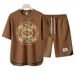 Men's Clothing 2024 Waffle Casual Summer Suit Men's Loose Teen Short sleeved T shirt Shorts Handsome Two piece Suit_viptrois.com