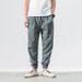 Men's Clothing Spring And Summer Retro Cotton And Linen Casual Pants Solid Color Large Size Loose Linen Skinny Pants_viptrois.com