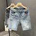 Ripped Denim Shorts For Men In Summer, Thin Loose Casual Mid Length Pants, 2024 New Trendy Brand, Cool And Stylish Five_viptrois.com
