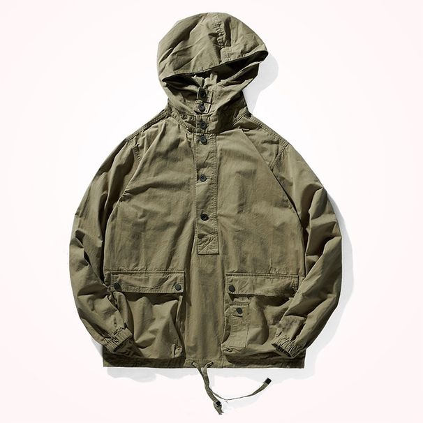 Chaqueta Informal Retro Para Hombre, Abrigo De Viento Funcional Con Capucha, Manga De Hombro Suelto, Top De Moda_viptrois.com