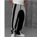 "Men's Winter White Striped Print Joggers - Loose Fit Straight Leg Sweatpants With Stylish Design, Unisex Casual Pants_viptrois.com