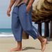 Men's Clothing Men's Linen Trousers Summer Beach Pants Drawstring Elastic Waist Zipper Trouser Legs Solid Color Comfortable Breathable Casual Pants_viptrois.com