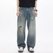 Men's Clothing Fashion Retro Washed Ripped Jeans Wide Leg Loose Casual Floor Mopping Trousers_viptrois.com