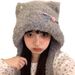 Homemade Autumn And Winter Atmosphere Sticker, Cute Plush Teddy Bear, Internet Famous Bow, Warm Ear Protection Hat,_viptrois.com
