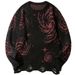 Men's ClothingFashion Personality Star Element Rotating Jacquard Ripped Long Sleeved Pullover Loose Casual Men's And Women's Sweater_viptrois.com