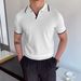 Men’s Slim-Fit Polo Shirt – Korean Style, Silk-Blend, Breathable & Lightweight (M-3XL, Black/White)_viptrois.com