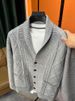 Men’s Shawl Collar Knit Cardigan – Oversized Casual Sweater (M-4XL, Black/Khaki/Grey)_viptrois.com