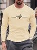 Men's Long Sleeved Round Neck Black T-shirt Top Loose 100 Cotton Tops_viptrois.com