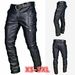 Men's Clothing Solid Color PU Strap Casual Men's Leather Pants KZ2332_viptrois.com