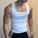 Men's Clothing Threaded Tight Elastic Quick Drying Vest Men's Suspenders Fitness Waistcoat Sleeveless I Shaped Breathable Vest_viptrois.com
