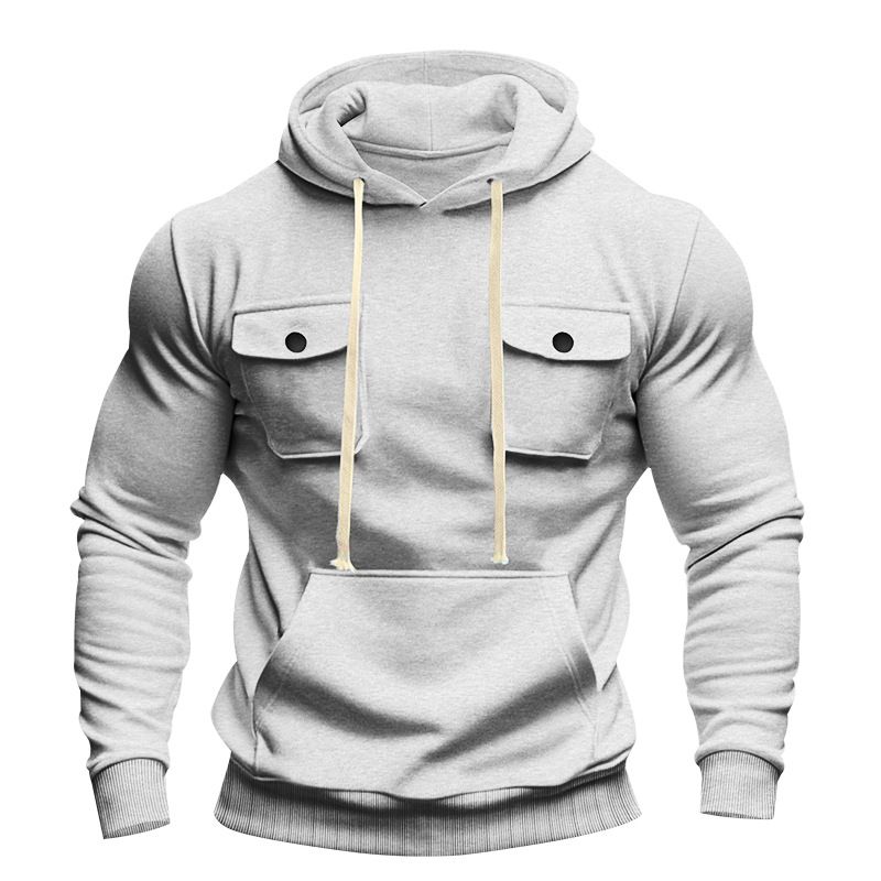 Men's Clothing Autumn And Winter Heavyweight Men's Loose Outdoor Sports Plus Velvet Hooded Multi Pocket Casual Workwear Sweatshirt Men_viptrois.com