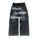 Popular Men's And Women's Faux Leather Jeans Wide Letter 3D Print Retro Hip Hop Style Trending_viptrois.com