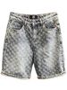 Men's Trendy High Street Jacquard Ripped Denim Shorts Design Niche Loose Straight Retro Five Point Summer Pants_viptrois.com