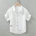 Men's Clothing Short Sleeved Thin Ice Silk Free Ironing Wrinkle Texture Casual Loose Cardigan White Shirt_viptrois.com