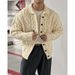 Pure Autumn Winter High-end Loose Lazy Style Thickened Cable Knit Cardigan Men's Retro Thick Yarn Turn-down Collar Sweater_viptrois.com