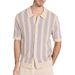 Men's Knitted Polo Shirt Lapel Cardigan Multi Color Vertical Striped Short Sleeved Knitted Top_viptrois.com