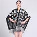 Shawl cape Lady's plaid cardigan with fringe plaid cape woolen coat_viptrois.com