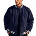 Men's Retro Fleece Baseball Jacket – Stand Collar, Button-Up, Loose Fit (Navy/Black/Red/Light Gray/Royal Blue, S-XXXL)_viptrois.com