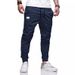 Four Seasons Straight Pants Men's Casual Sports Cotton Tethered Foot Tie Wear-resistant Overalls_viptrois.com