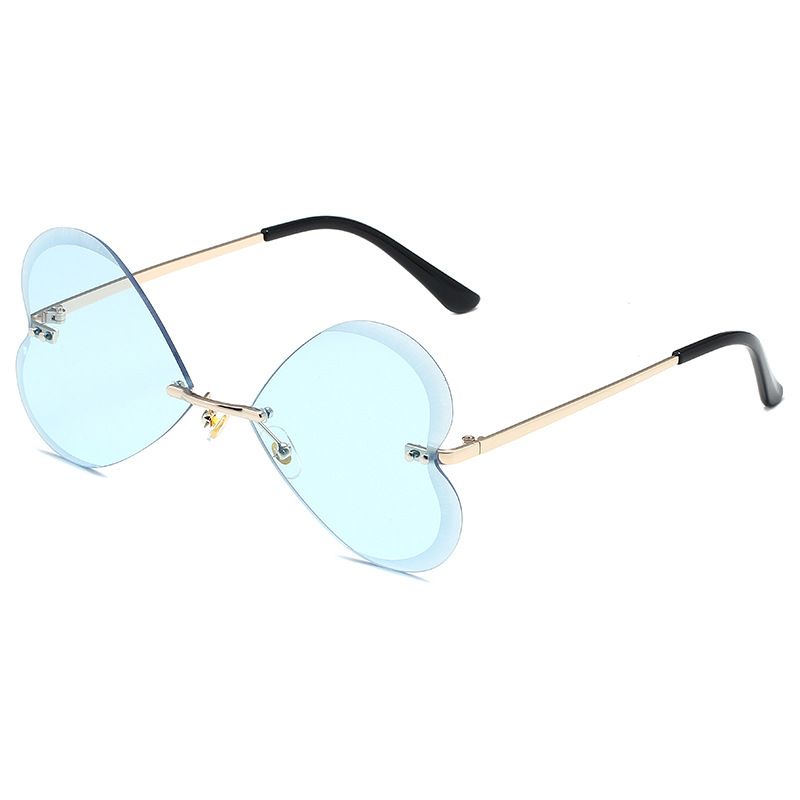 Butterfly Frameless Sunglasses Retro Trend Love Heart Personality Metal Sunglasses For Women_viptrois.com