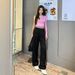 2026 New Korean Full-print Webbing Color Matching Waist Drape Trousers Summer Loose Pants_viptrois.com