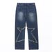 European And American New Denim Jeans Men, Loose Fit For Young Studen, Spliced Korean Personalized Multifunctional_viptrois.com