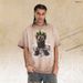 Street Portrait Print Reverse Wash Distressed Frayed Edge Men's T-shirt Trendy Brand T-shirt_viptrois.com